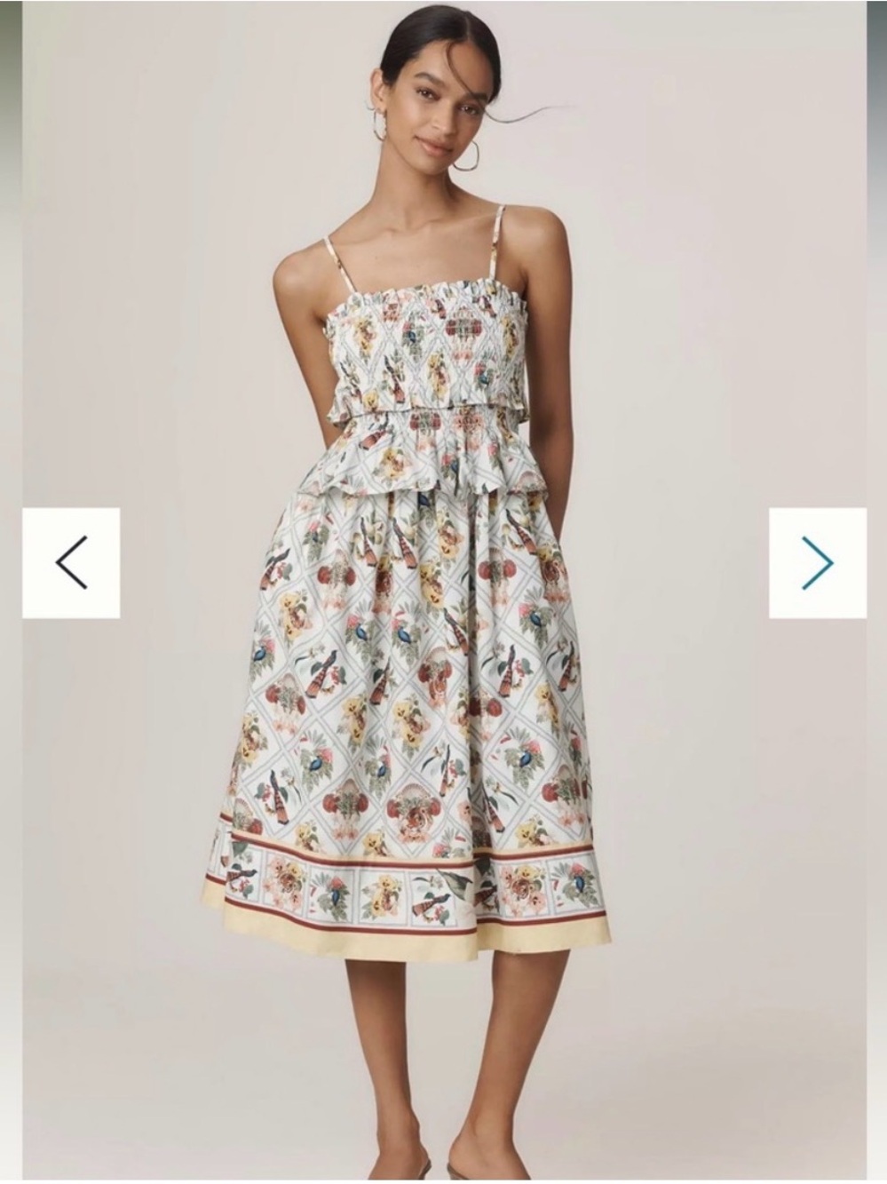 Anthropologie Smocked Animal Print Midi Dress